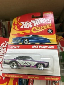 Dodge Dart Car 1968 Hot Wheels Classics Serie 1 #3 de 25 tiras moradas/blancas - Imagen 1 de 1