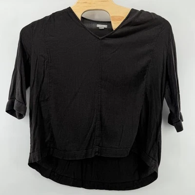 Tunic High Low Shirt Small Black 3/4 Sleeve Boho Witchy Whimsygoth Minimalist - Image 1 of 4