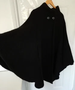 Reldan M schwarz Mohair Wolle Cape Style Jacke Mantel Taschen Fledermaus lang Vintage - Bild 1 von 14