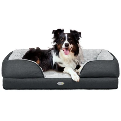 PawHut Dog Bed Calming Pet Bed Dog Mattress for Medium Dogs - Charcoal Grey - Image 1 of 4