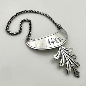 ANTIQUE GIN DECANTER LABEL SILVER PLATE - Picture 1 of 3