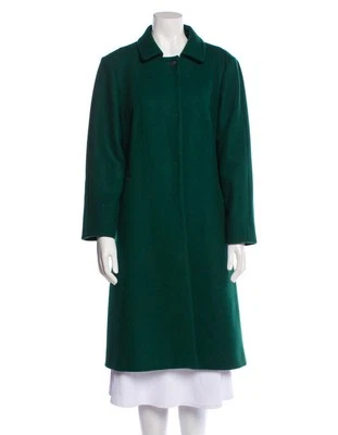 Piazza Sempione Green Wool Pointed Collar Pleated Back Long Coat EUC IT 48 US 12 - Image 1 of 4