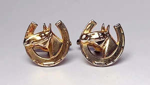 Mens Vintage LUCKY HORSE SHOE CUFFLINKS Costume Jewelry - Picture 1 of 4