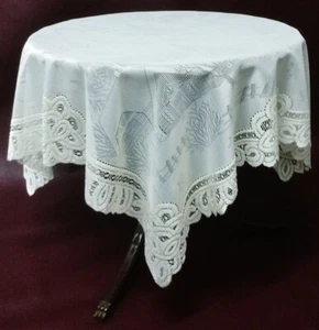 36" x 36" Lace Tablecloth Table Topper White Enchanted Winter Livingroom Bedroom - Picture 1 of 8