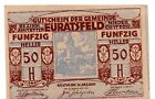 1920 Austria Euratsfeld Notgeld 50 Heller Note (I299)