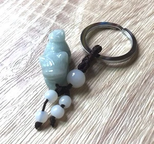 Key Chain Pi Yao/Pi Xiu Figurine Green Jade Good Fortune and Protection - Picture 1 of 5