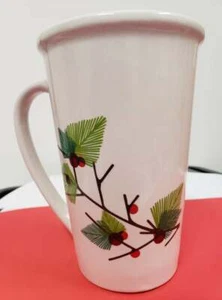 STARBUCKS 21 Oz. COFFEE MUG 2011 Christmas Holiday Evergreen Leaf Berries - Picture 1 of 4