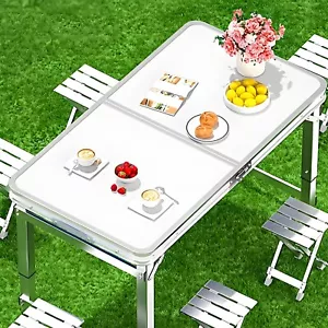 Aluminum Alloy Foldable Portable Table Outdoor BBQ Camp Vendor Stalls No chairs - Picture 1 of 10