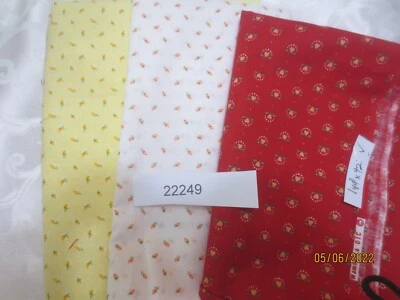 3 Vintage Calico Cotton Fabrics Wamsutta Red Heart Flowers -Rose Buds 2.5 yd tot - Image 1 of 3