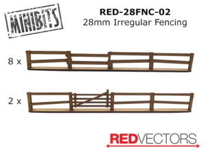 RED-FNC-02 - Irregular Fencing MDF 6mm/10mm/15mm/20mm/28mm Wargaming/Modelling - Picture 1 of 6