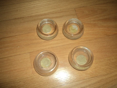 Lot of 4 Vintage Clear Glass Coasters Chair Table Couch Leg Protectors Cover