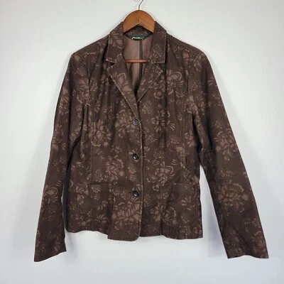 Chaqueta Blazer Eddie Bauer Para Mujer Talla 10 Dos Tonos Floral Marrón Pana Foto 1 de 4