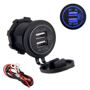 12V~24V 2 Port Dual USB Car Boat Charger Socket Voltage Panel Volt Meter - Zdjęcie 1 z 7
