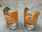 Orange Juice Drinking Glasses Vintage Lot Of 2