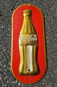 Original Christmas Coca Cola Thermometer 1923 Patent Date Red And Gold WER 1937 - Picture 1 of 9