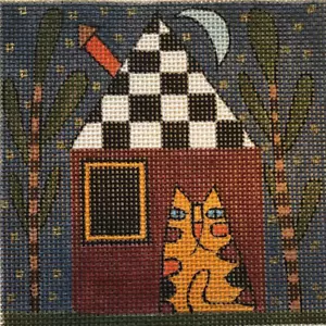 Night Shift Cat M-1160 Maggie Frank Bielec Handpainted Needlepoint Canvas 18ct - Picture 1 of 11