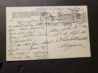 APO 410 CAMP VAN DORN NATCHEZ, MISSISSIPPI 1944 Army Cover JEFF DAVIS w/ note - Image 1 of 2