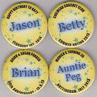 Personalised party name badges - pins for birthday or social event ID 