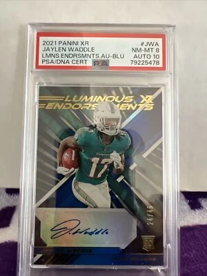 Jaylen Waddle 2021 Panini Luminous Endorsement Auto Rc 24/49. PSA 8/10 - Image 1 of 2