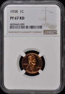 1938 Wheat Reverse Lincoln Cent (Proof) 1C NGC PR67RD - Picture 1 of 4