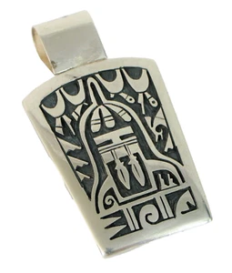 VINTAGE NATIVE AMERICAN STERLING SILVER SIGNED DAREN SILAS HOPI PENDANT FINE ! - Picture 1 of 2