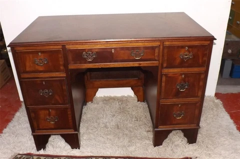 Desk mahogany feather bound small one piece Edwardian desk stunning quality item Cover