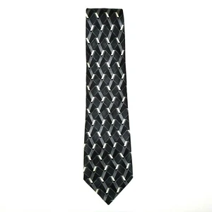 Gallant Neck Tie 100% Silk Black Gray White Geometric Design - Picture 1 of 6
