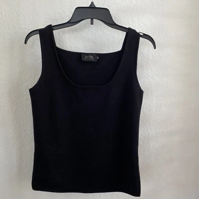 Blusa regata Dana Buchman preta de lã sem mangas malha tamanho P - Imagem 1 de 4