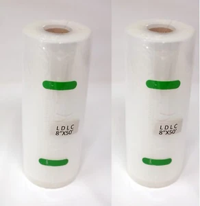 Dos rollos gigantes de 8"x50' sellador al vacío bolsas de almacenamiento de alimentos enorme ahorro de alimentos 4 mil - Imagen 1 de 8