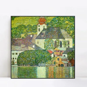 Framed Canvas Giclee Print Art Village by Gustav Klimt Wall Art Home Decor - Picture 1 of 17