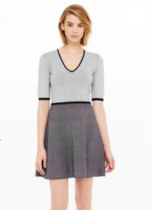 Club Monaco Murgatroyd Wisten Sweater Knit Dress V Neck Skater Black White M - Picture 1 of 12