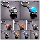 Glass Dome Chain Solar System Keychain Planet Keyring Double Sided Galaxy Ball