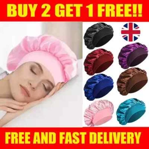 Women Long Hair Care Satin Bonnet Night Sleep Hat Cap Silk feel Head Wrap Turban - Picture 1 of 27