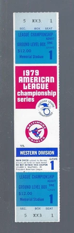 JIM PALMER vs NOLAN RYAN VINTAGE 1979 ALCS ANGELS @ ORIOLES FULL TICKET GAME #1 Cover