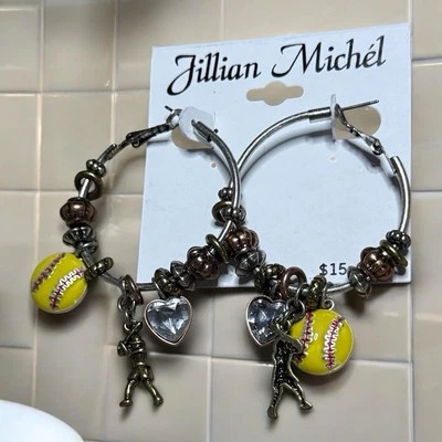 时尚运动妈妈女孩球棒团队学校黄色耳环珠宝首饰团队新品 — 第 1/4 张图片