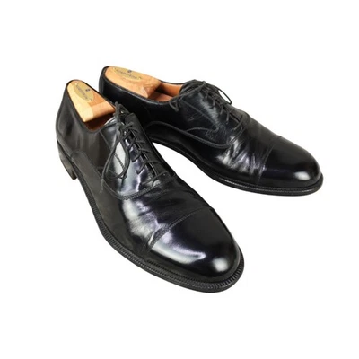 Salvatore Ferragamo Cap Toe Oxford Dress Shoes Mens 9 D Black Genuine Leather - Image 1 of 4