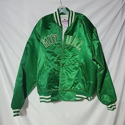 XXL - Game Sportswear - GREEN Bomber Jacket "MUTUAL", Shiny, White Trim - Image 1 of 4