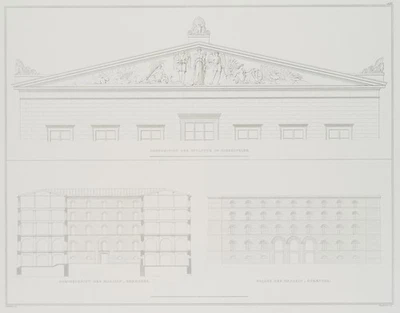 Nach SCHINKEL (*1781), Skulptur im Giebelfeld, Architektur, um 1858, Rad. - Bild 1 von 4