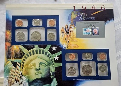 1986 P,D 10 coin U. S. BU Postal Commemorative Society Coin and stamp Mint Set - Image 1 of 4
