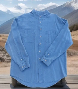 Camisa Tencel Denim Azul Territory Ahead Manga Larga 2 Bolsillos Hombres XL Pecho 46 - Imagen 1 de 17