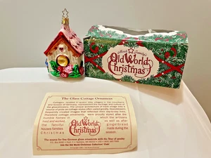 Merck Family’s Old World Navidad Vidrio Soplado Casa Adorno Bluebird Rosas - Imagen 1 de 9