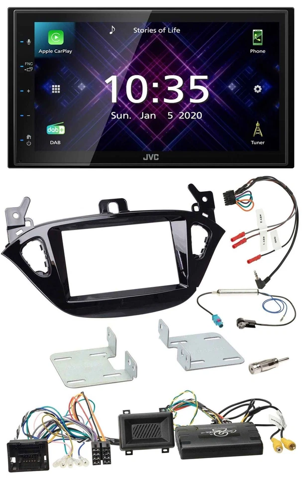 JVC DAB 2DIN Lenkrad Bluetooth USB Autoradio für Opel Adam Corsa E ab 2013 PDC - Bild 1 von 4
