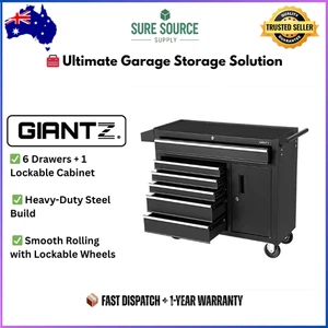 Giantz 6 Drawer Tool Box Chest Cabinet Toolbox Storage Garage Organiser Wheels - Picture 1 of 8