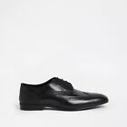 River Island Mens Brogue Derby Shoes Black Lace Up Low Stacked Block Heel
