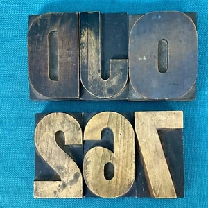 Vintage Wooden Letterpress Type: Capitals Numbers Gothic Sans Wide 24-Line 4” - Picture 1 of 4