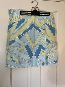 J. MCLAUGHLIN WOMENS GREEN, BLUE & WHITE COTTON SKIRT - SIZE 10 - 445 - Picture 1 of 9