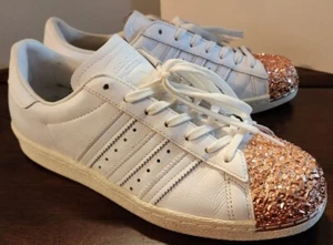Vintage Adidas Superstar 1980's Metal Toe Rose Gold Women's Size 8.5 White Pink - Picture 1 of 11