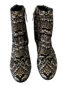 Sam Edelman Taye Metallic Jacquard Damask Ankle Boot Womens Size 6.5 Paisley NWT - Picture 1 of 10