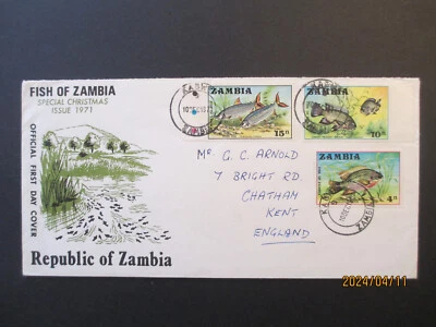 ZAMBIA - SPECIAL CHRISTMAS ISSUE: 10TH DECEMBER 1971 - FDC ~ FISH OF ZAMBIA - Image 1 of 2