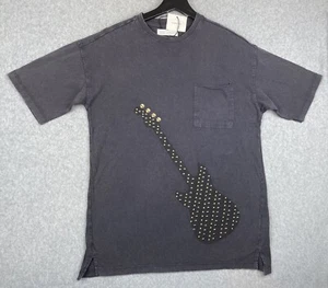 Zara Kids Gray Garment Dyed STUDDED GUITAR T-SHIRT Size 13-14 - Picture 1 of 7